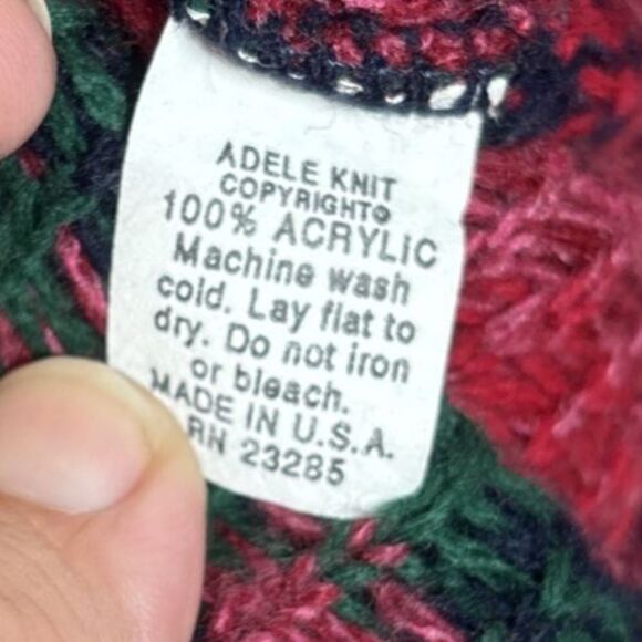 Vintage Laura Tyler Sweater Women’s XL Rose AOP Adele Knit Cottagecore Holiday - Picture 11 of 16